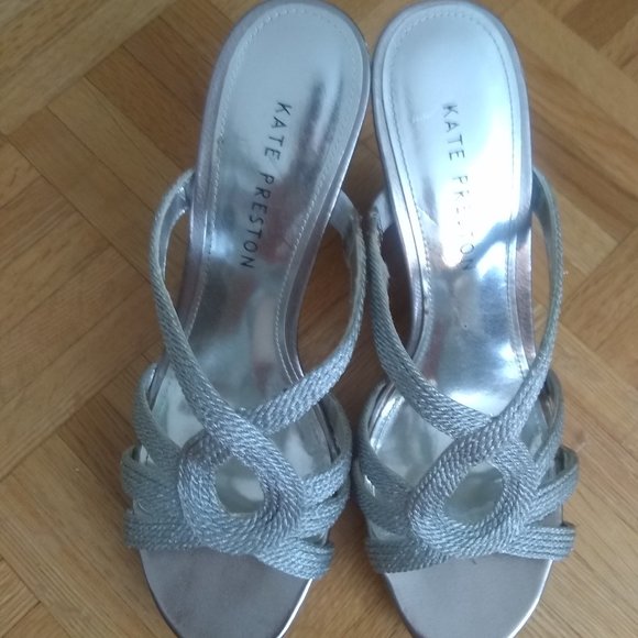 Silver wedge sandals - Picture 1 of 2